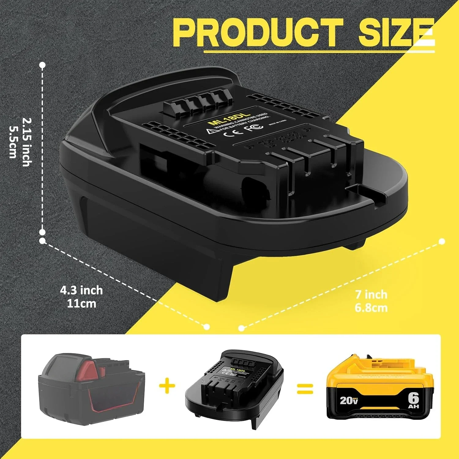 Imagem -02 - Conversor Adaptador de Bateria Bateria Li-ion Converter para Dewalt Broca Ferramenta Elétrica Milwaukee 18v 20v Mil18dl