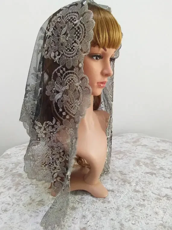 Spanish Lace Mantilla Catholic Veil Church Mantilla Head Covering Lace Veil