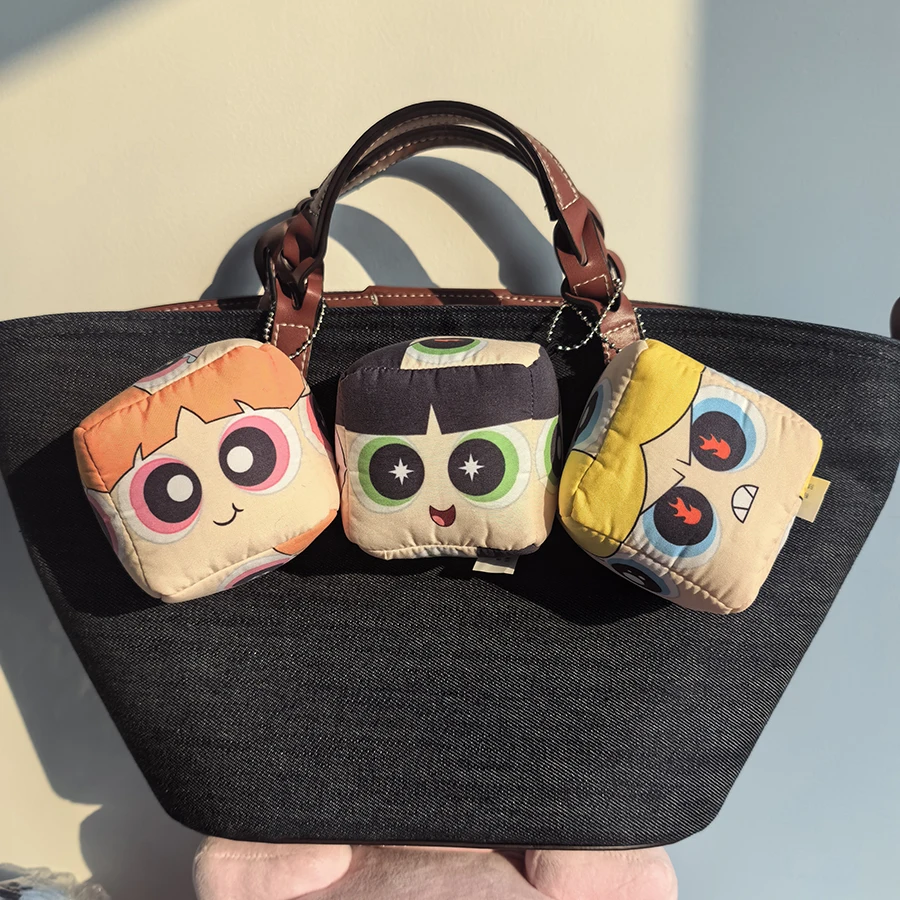 

Powerpuff Girls 7cm Cube Plush Keychain Official Blossom Bubbles Buttercup Dice Shape Soft Toy Cute Cartoon Hanging Ornament