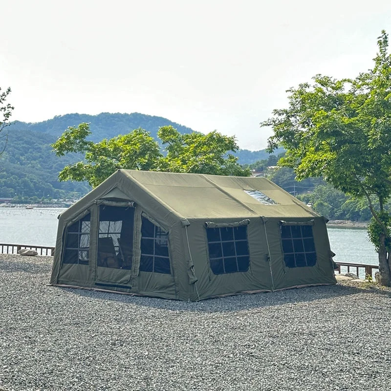 Polyester-cotton Waterproof Air Tent Outdoor Glamping Tent 10-12 People Inflatable Winter Camping Tent