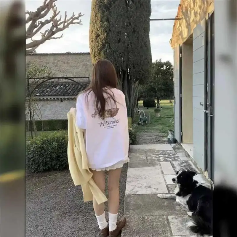 Zomer nieuwe dames losse katoenen ort Sve T-shirt puur katoen bedrukte casual Sle ronde Ne top voor dames