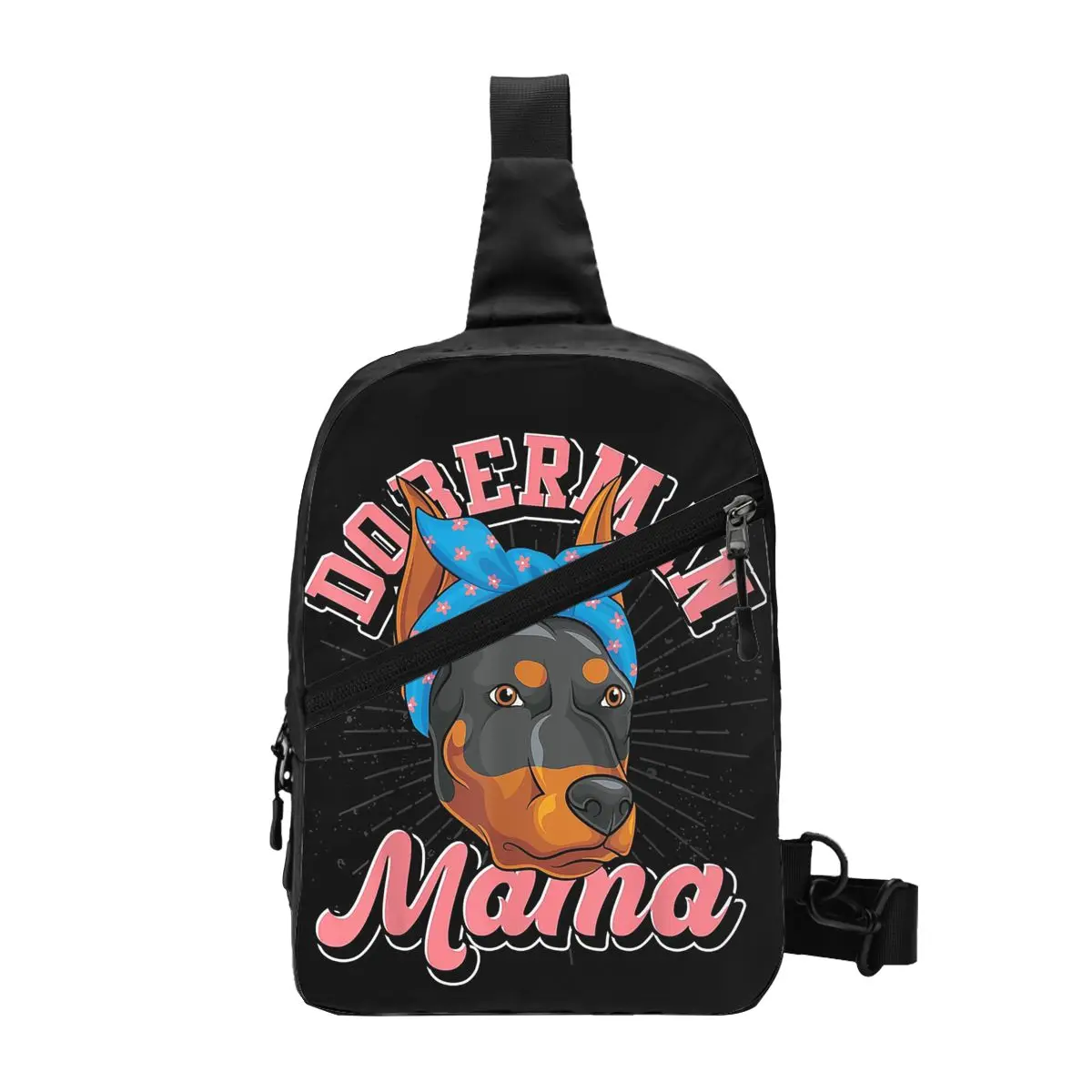 Dog Owner Mom Dog Lover Mothers Day Mama Doberman Chest Bag Men Sling Crossbody Backpack Chest Bag Hiking Daypack Shoulder Bag