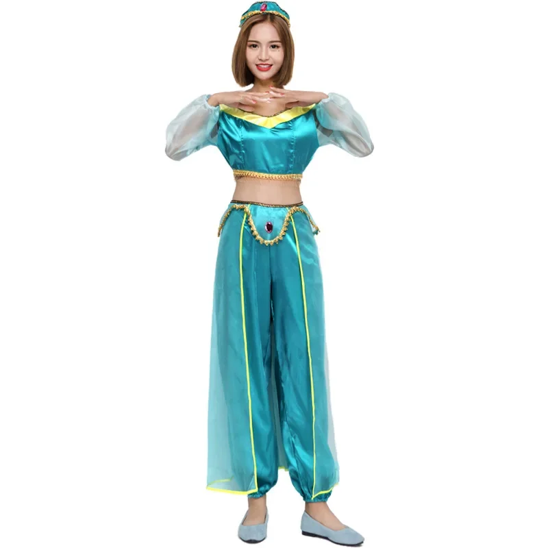 New Women Halloween Red Fairy Tale Aladdin Lamp Jasmine Princess Cosplay Costume Carnival Party Arab Belly Dance Fancy Dress view 6