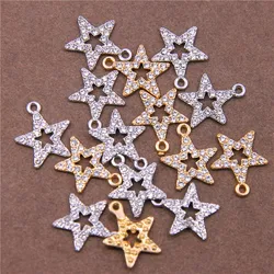 6pcs 15*16mm Mosaic Rhinestones Star Charm Connector for DIY Jewelry Making Bracelet Pendant Accessories