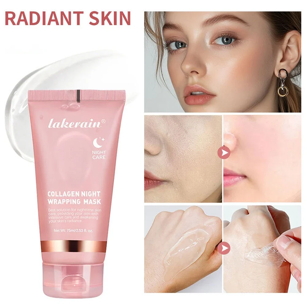 75g Collagen Overnight Wrapping Peel Off Facial Mask Korean Collagen Night Wrapping Mask Deeply Hydrates Night Care Mask Cream