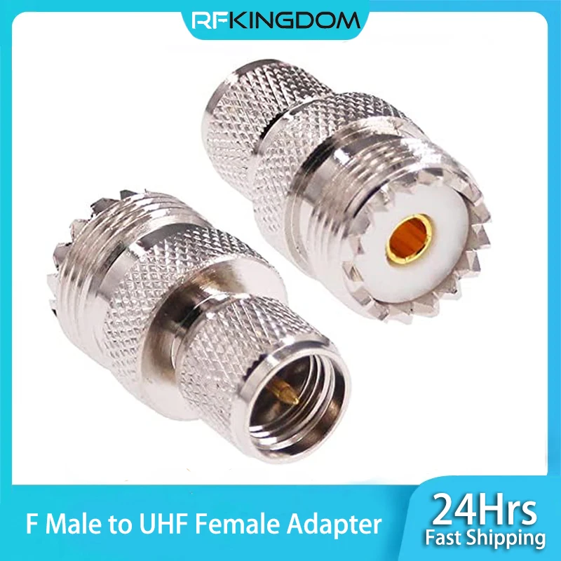 محول أنثى إلى F أنثى إلى UHF ، قابس تلفزيون ذكر ، موصل نحاسي محوري SO239 RF ، محول كبل متحد المحور ، 1 روض