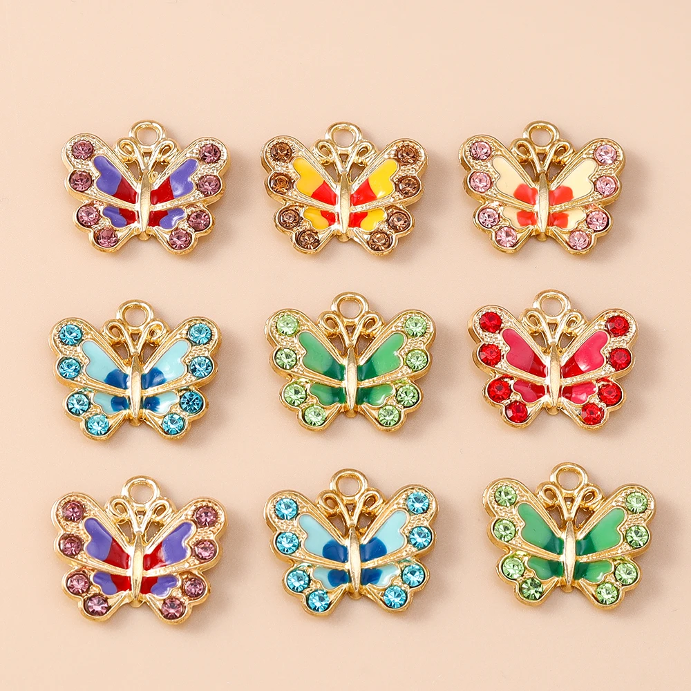

Leslie Enamel Crystal Beautiful Colorful Butterfly Charms Pendants for Bracelets Necklace DIY Jewelry Making Handmade Craft