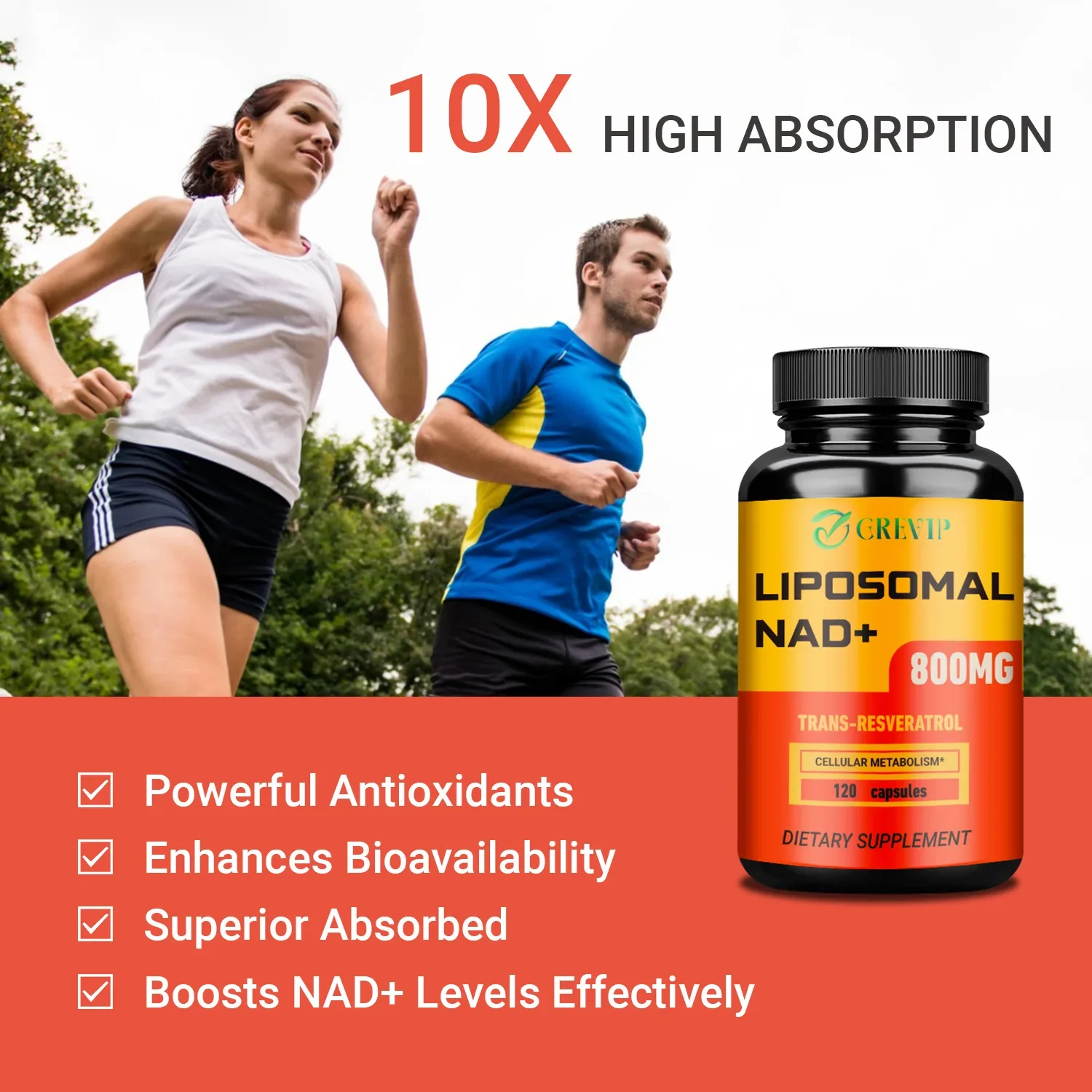 Liposomal NAD+ - with Trans-Resveratrol, Antioxidant, for Cellular Energy, DNA Repair, Immune Health Support