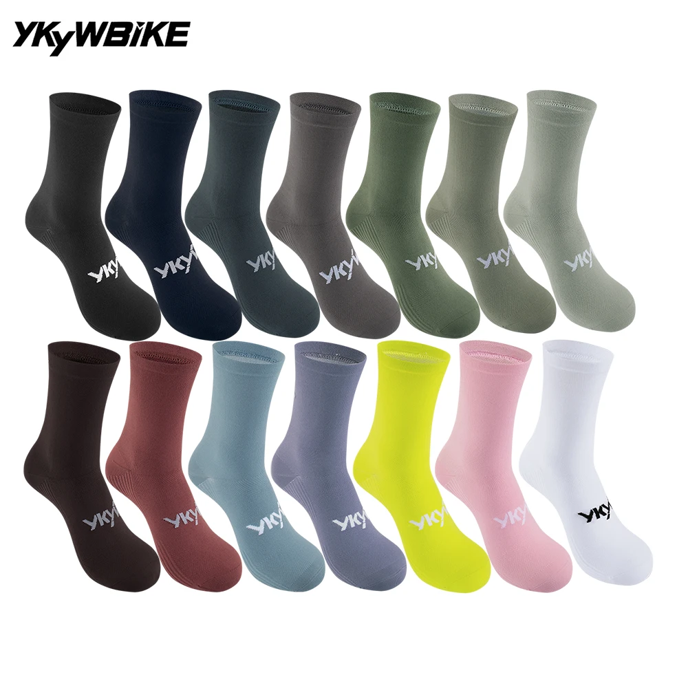 YKYWBIKE Racing Cycling Socks Outdoor Bicycle Road Bike Running Sports Socks Breathable Moisture-Absorbing Socks Unisex 14 Color