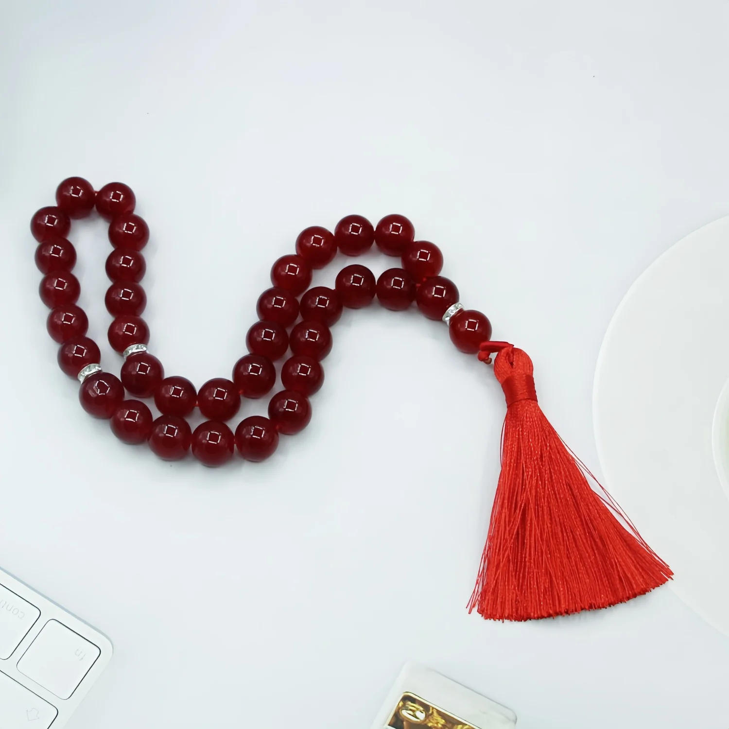 Imitation Agate 10‑mm 33‑bead Prayer Beads, Polished Hand‑held Chanting Rosary, Portable Counting Bracelet Gift