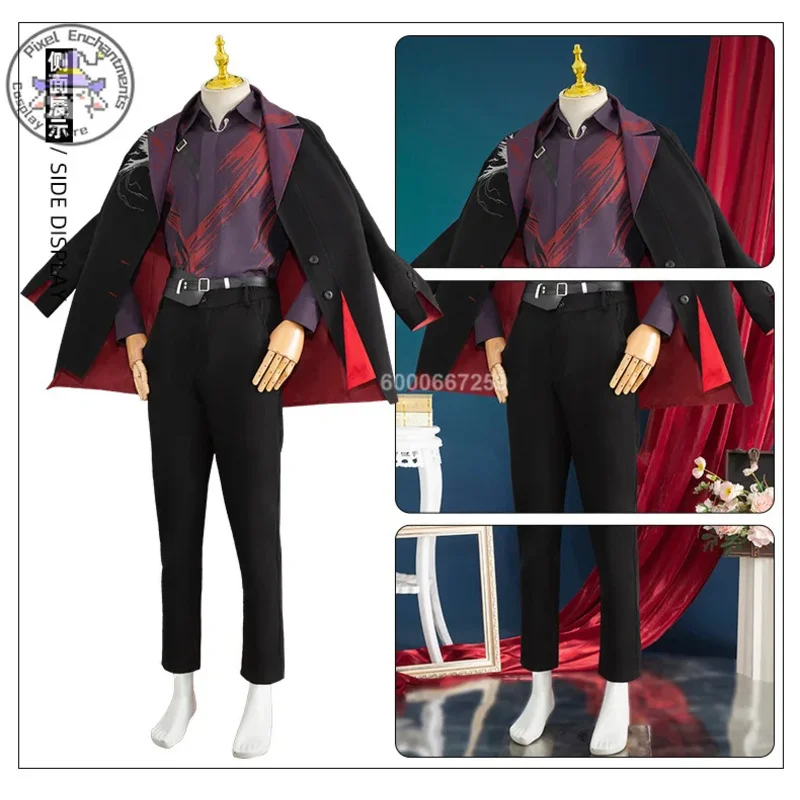 لعبة الحب والمساحة العميقة سيلوس لا هوادة له الفاتح تأثيري حلي الرجال شعر مستعار قرمزي الحجاب موحدة البدلة Onychinus حفلة الهالوين