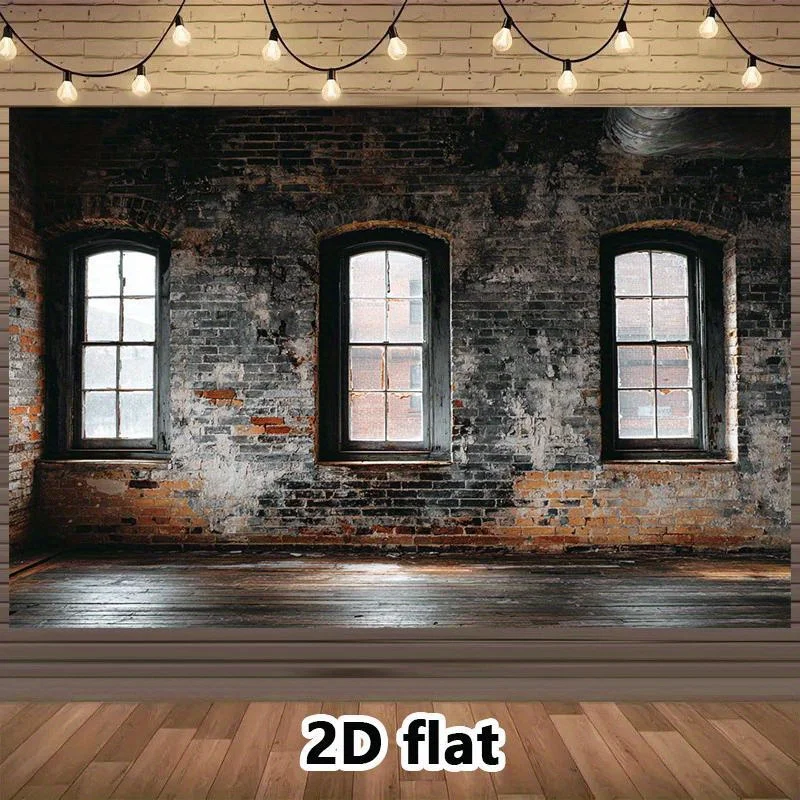 2D plane, industrial city with retro brick walls and window backgroundsdjh