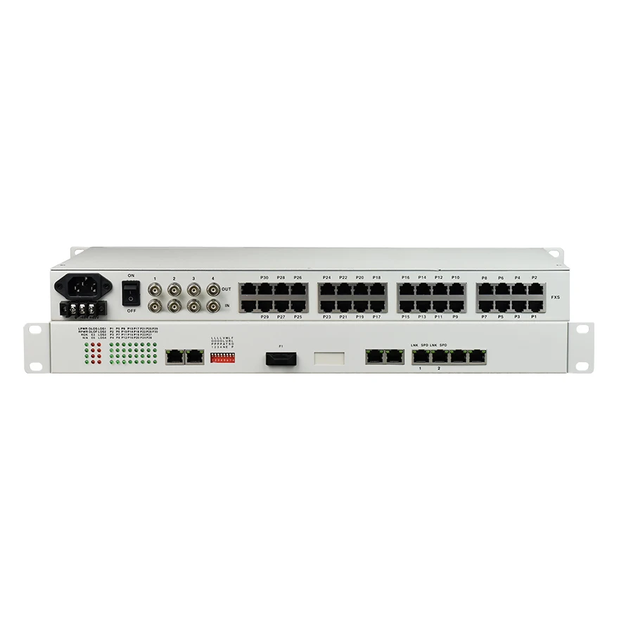 32 Channel Fiber Optical Telephone Converter Voice FXO FXS over Fiber Multiplexer With 4e1 4fe 2ge
