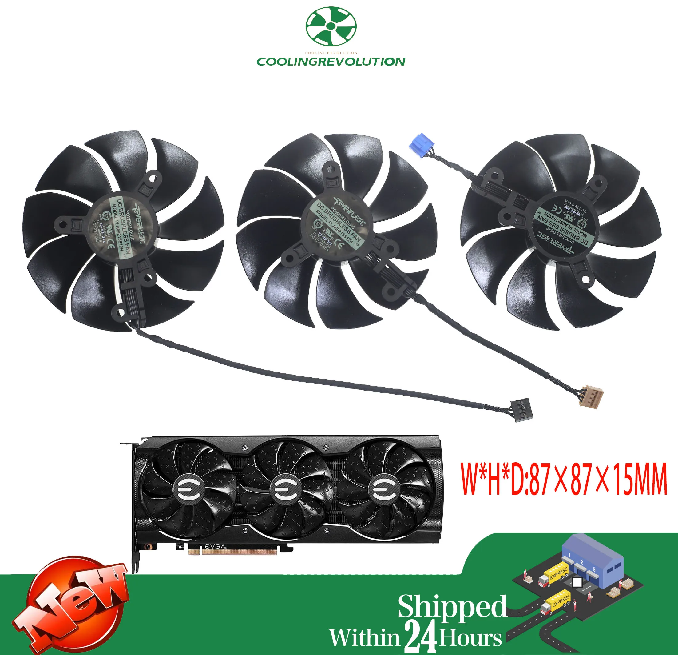 Wentylator karty graficznej 87mm T129215SU PLA09215S12H 12V 0.55A 4Pin do EVGA RTX 3070 3080 3090 XC3 BLACK GAMING — zdjęcie produktu 2