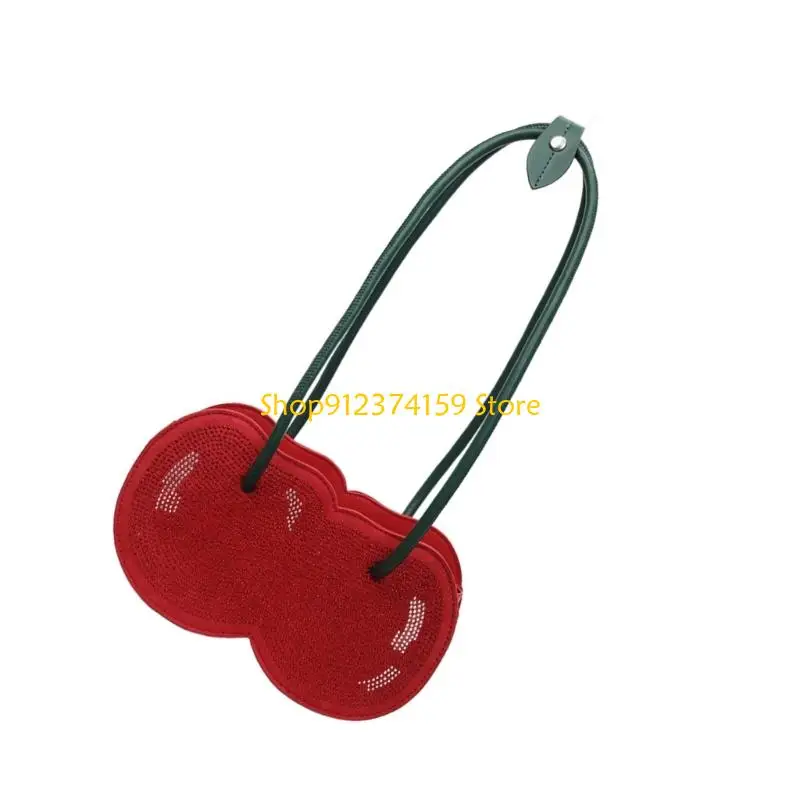 G5AE Shoulder Bag Artistic Cherry Detail Roomy Interior Practical PU Women Accessory