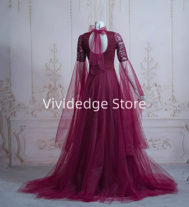 Customized  Elf Wedding Fantasy Medieval Baroque Gothic Wedding Dresses Tulle Sweetheart Burgundy vestidos de boda para fiestas