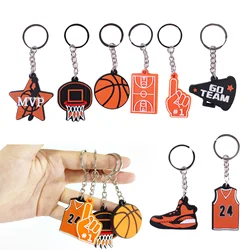 Llaveros de baloncesto naranja para fiesta, bolsa de fiesta, rellenos de regalo, suministros de decoraciones para fiesta de cumpleaños, 8 paquetes