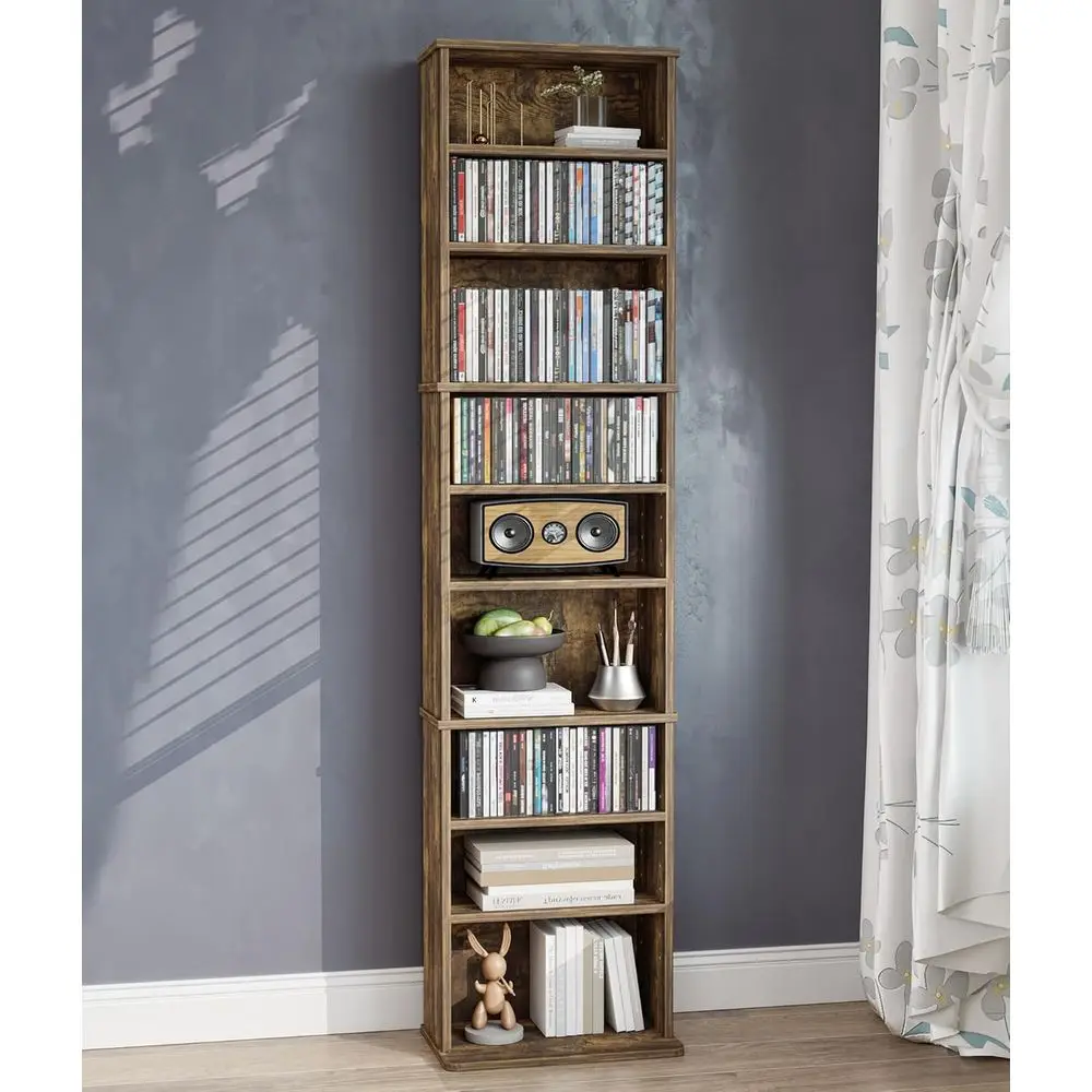 

9-Tier Adjustable CD/DVD Tower Cabinet for Media, Books, and Games Storage