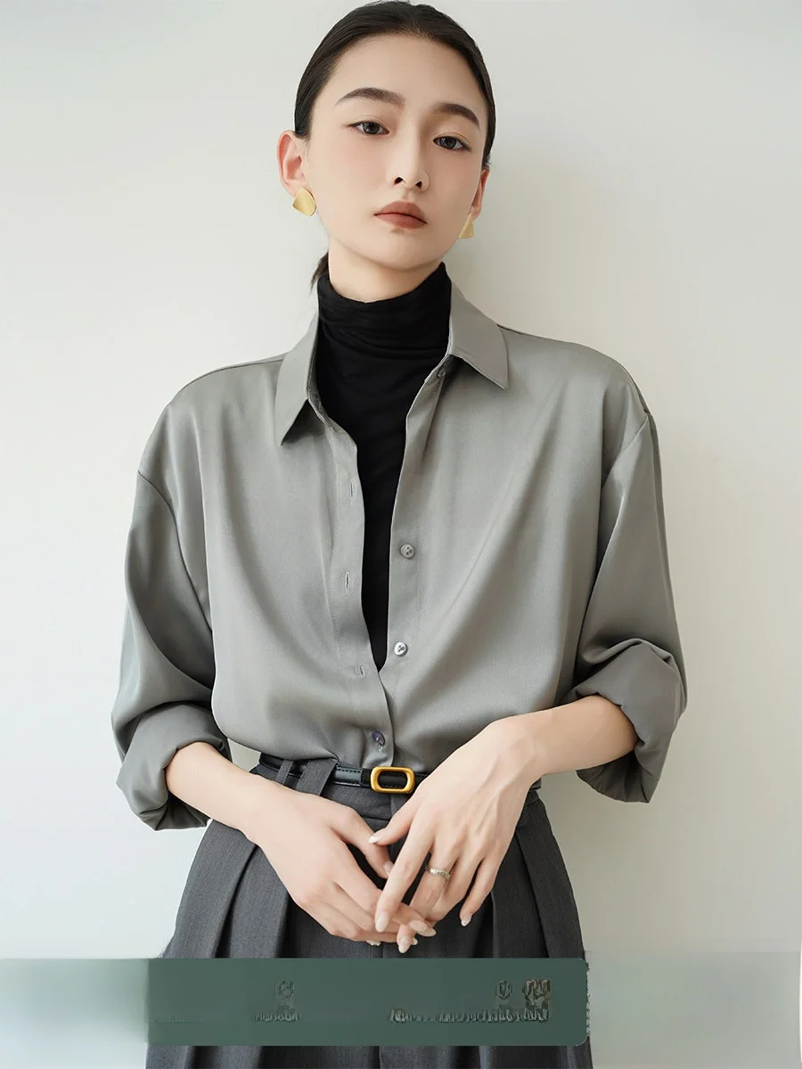 

Атласная женская одежда Achu ey, превосходная свободная рабочая одежда Quali, удобный профессиональный топ Ele Busin, наряд