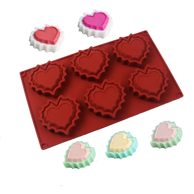 Lace Love Shape Silicone Cake Mold Flip Sugar Chocolate Mold Valentine Mousse Dessert Pudding Jelly Handmade Soap Baking Mould