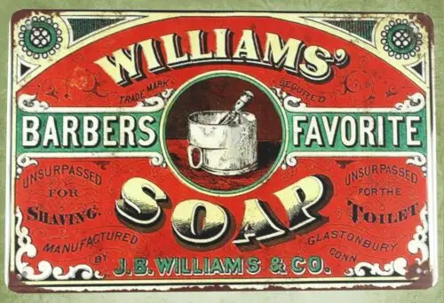 Williams barbers favorite soap tin metal sign home wall decor ideas