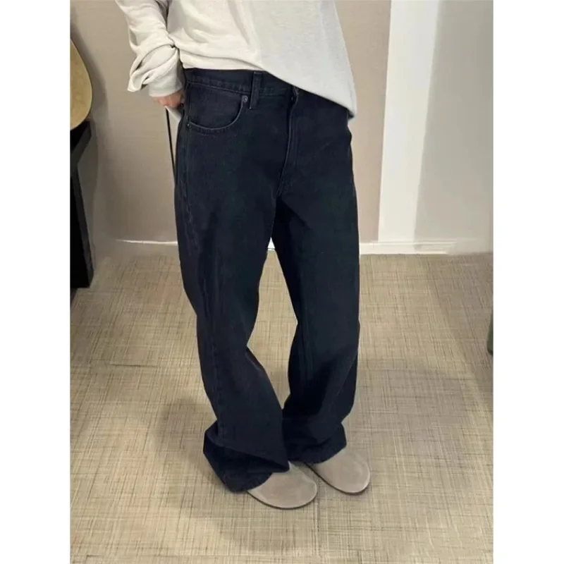 

Autumn and Winter New Black Pants Loose Straight Jeans