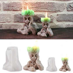 Creative Tree Man Thinking Shape Candle Silicone Molds Relief Big Eyes Sapling Human Painting Plaster Halloween Decor Resin Gift
