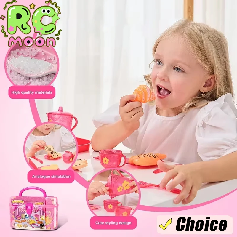 Girl Pretend Play Simulation Food Cake Snack Set Tableware Play House Outdoor Kitchen DIY Afternoon Tea Game Toy for Kids Gifts
