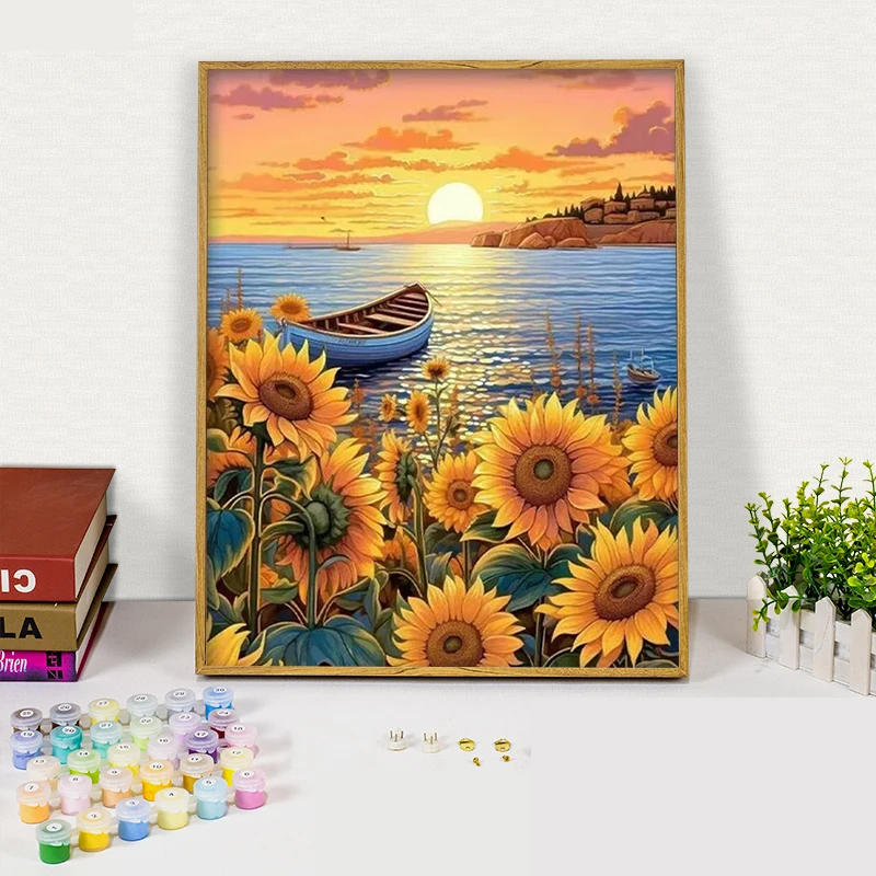 CHENISTORY Van Gogh Painting By Number Oil Picture On Canvas DIY Kits Acrylic Paint Flower Coloring By Number Home Decor Gift