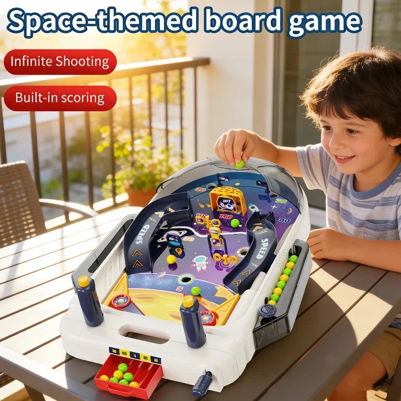 Space Pinball Table Board Game Desktop Interactive Toys Table for Family Party Kids Boys Sport Outdoor Portable Interactive Game