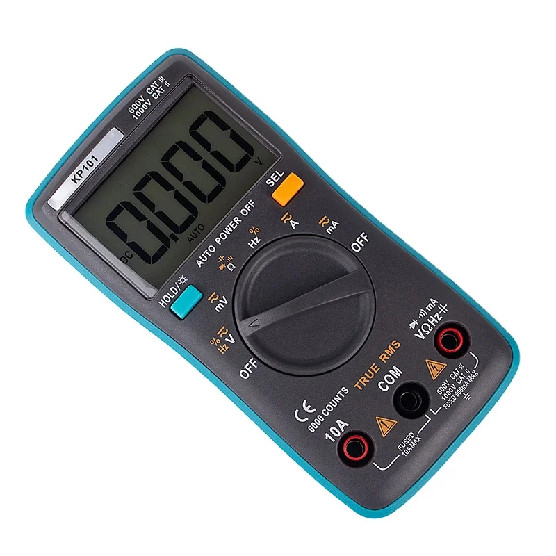 

Цифровой мультиметр KP101 для ремонта телефонов, 6000 отсчетов, с подсветкой, измеритель емкости AC/DC, тестер сопротивления