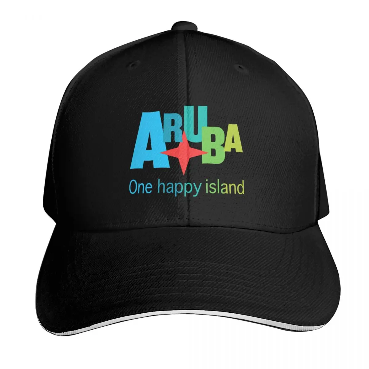 Aruba One Happy Island - all in colors. Baseball Cap Snapback Flat Bill Strapback Dad Hat Six Panel Structured Crown