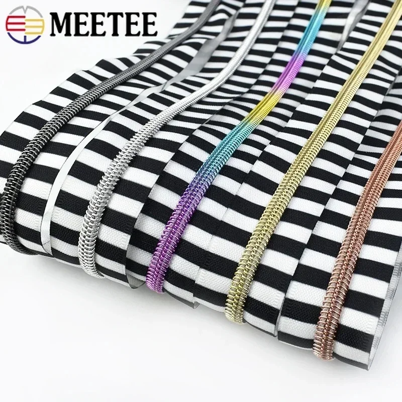 1-10M 5# Nylon Zippers for Sewing Bag Plastic Coil Zips Per Meter Shoes Purse Roll Zip Tapes Clothes Decoration DIY Repair Kits