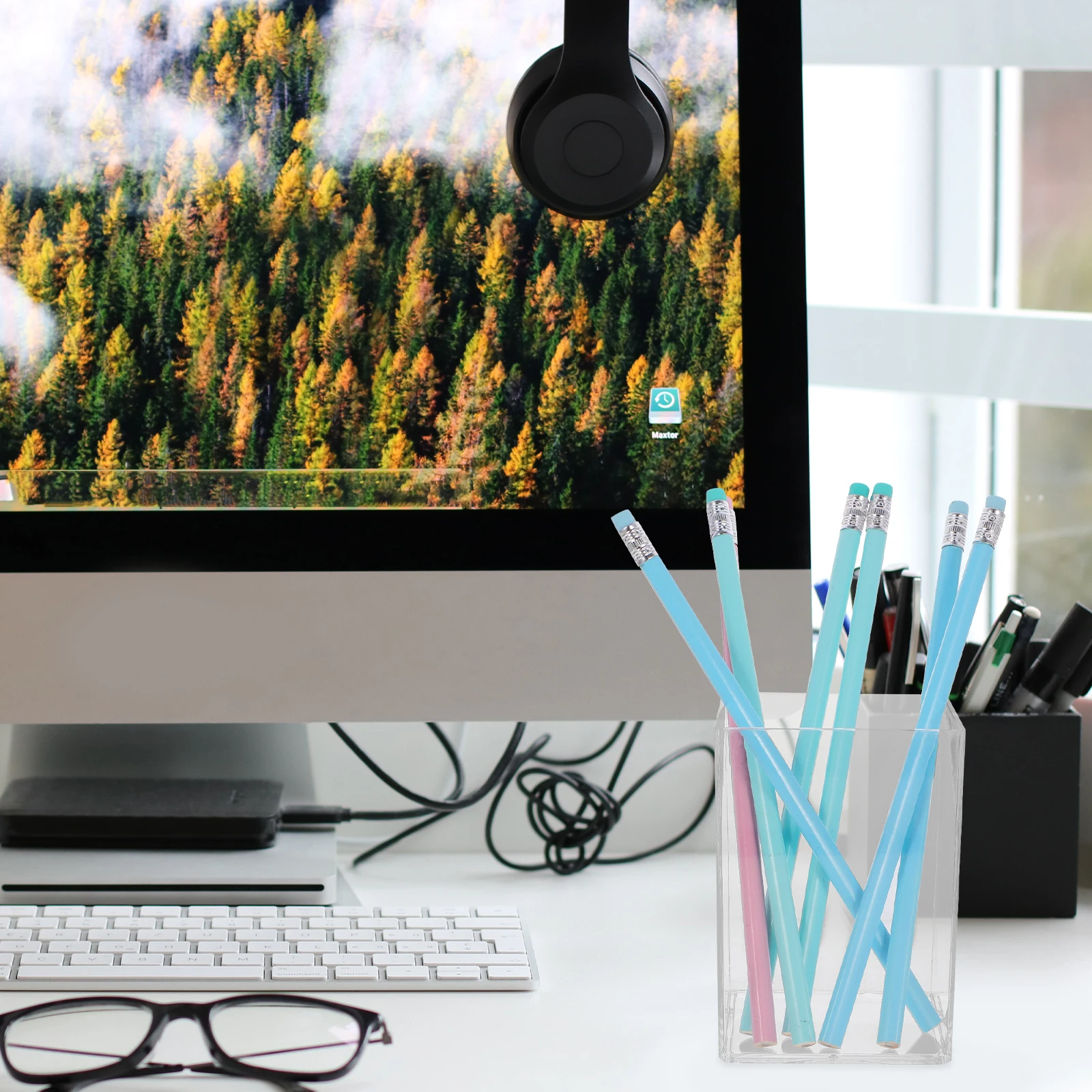 2Pcs Make-Up Pinsel Halter Acryl Organizer Container Drehbare Eitelkeit Lagerung Acryl Stift Halter Make-Up Organizer