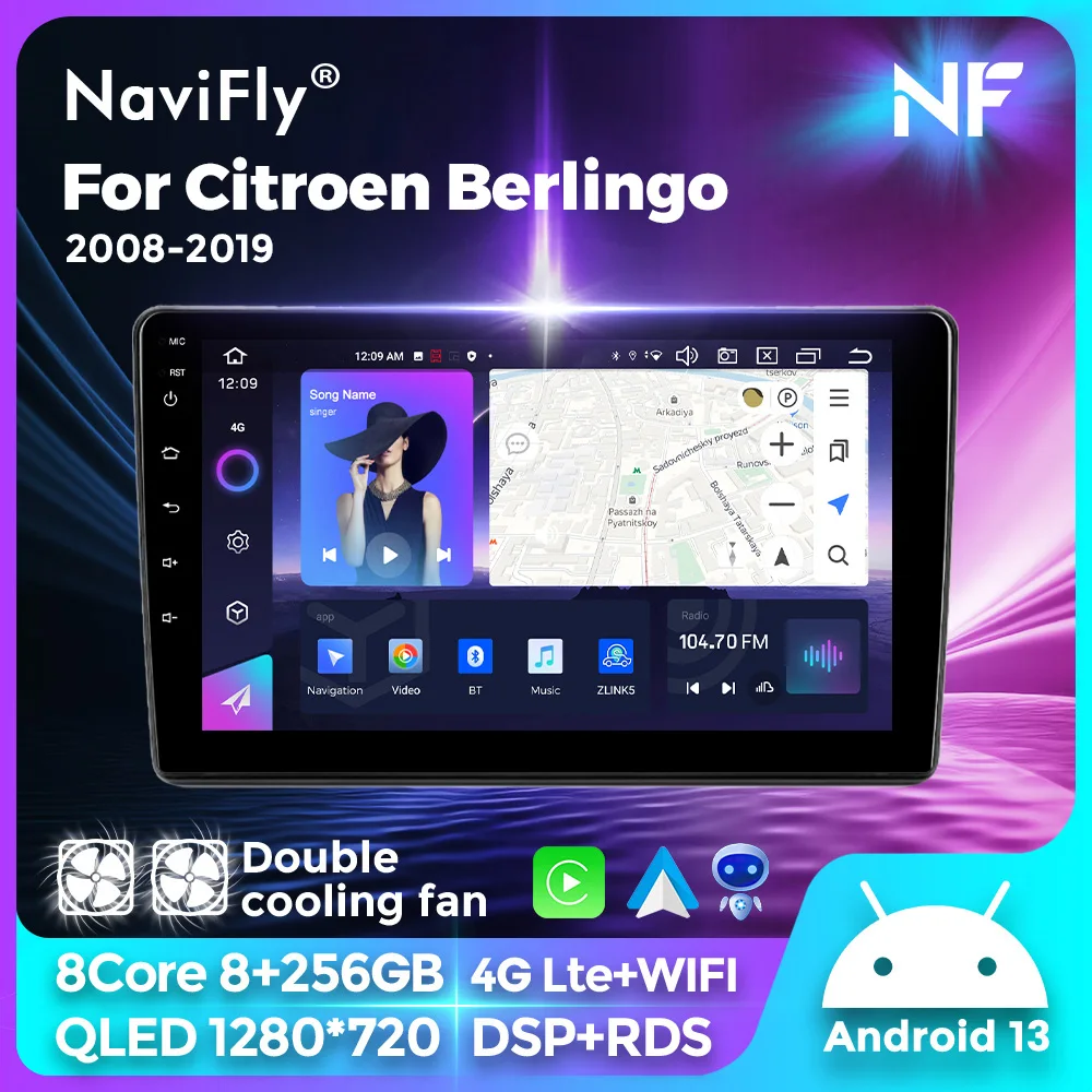 NaviFly Android Carplay для Citroen C2 C3 Berlingo 2008-2022 GPS автомобильный радиоприемник мультимедийный плеер с функцией ...