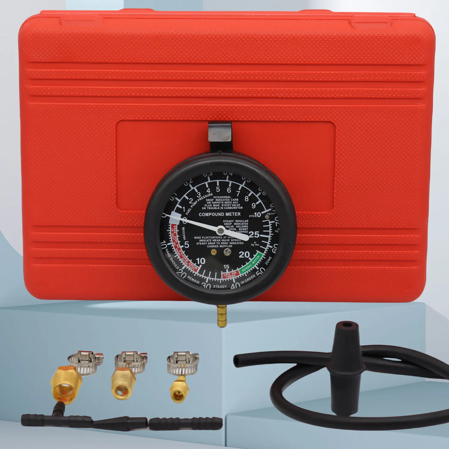 Fuel Pump Tester and Automotive Vacuum Gauge kit - Fuel pump pressure and vacuum, carburetor intake manifold, and vacuum test