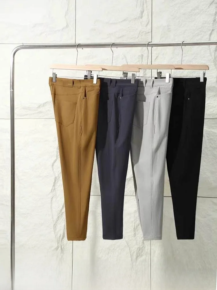 

Leavo Johnson Men's Casual Pants High Elastic Breathable Busin Sle mid Waist Straight Leg Comfortable Daily Wear