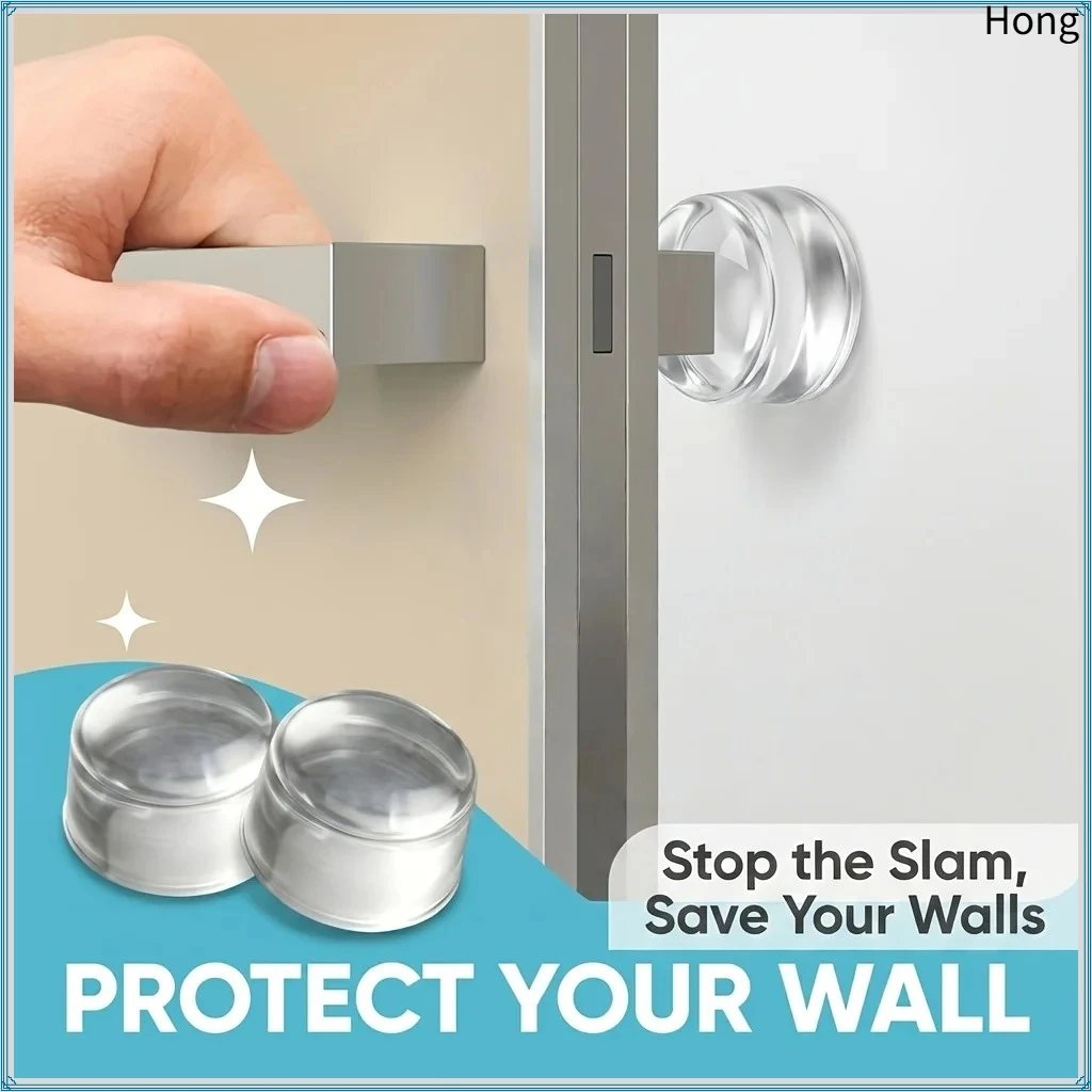 Clear Silicone Door Bumper Pads, Self Stick Anti‑Knock Door Stopper, Shock Absorbent Wall Protector for Household Doors & Furnit