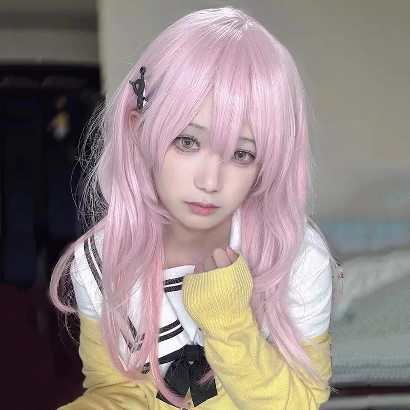 أنيمي أنت وأنا وهي قصة حب Muko Aoi شعر مستعار تأثيري المرأة لوليتا الوردي الشعر الطويل مقاومة للحرارة شعر مستعار اصطناعي عيد الميلاد