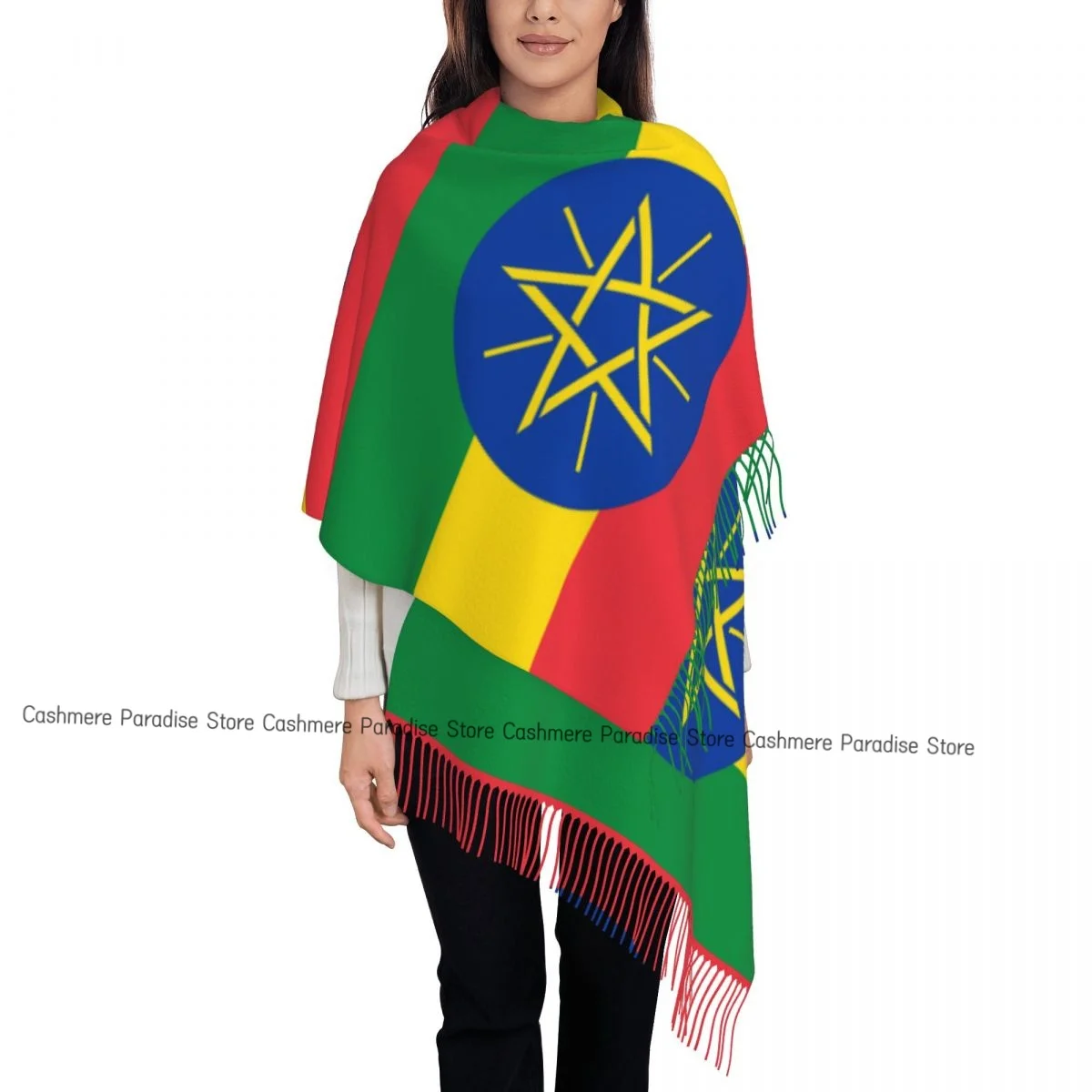 

Ethiopia Flag Warm Shawls Wrpas Men Women Custom Large Scarves Winter Luxury Brand