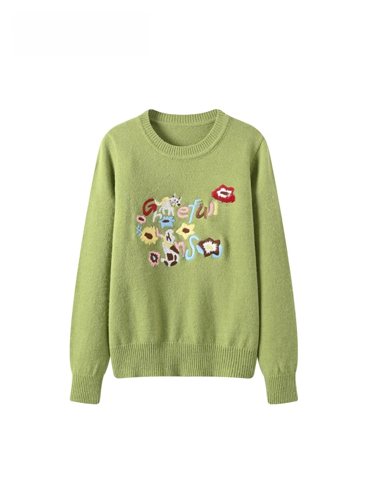 

Женский трикотажный джемпер больших размеров с круглым вырезом и длинными рукавами, повседневный, универсальный, модный, в расслабленном стиле, для ранней весны