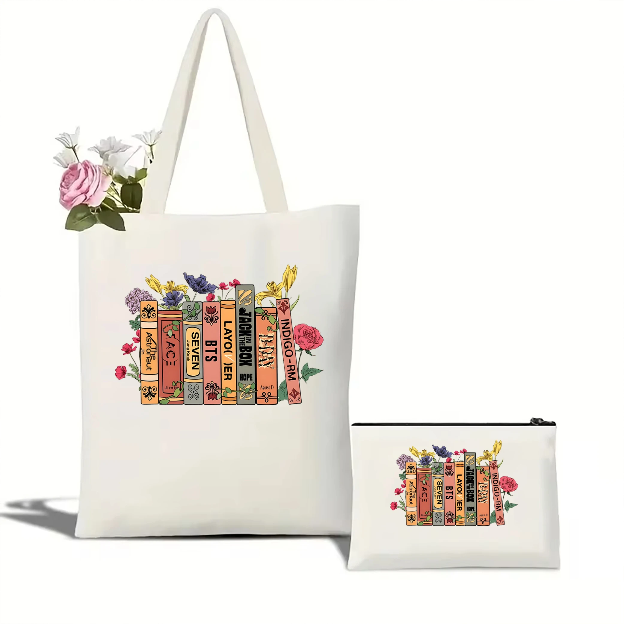 Korean Pop Group Solo Album tote bag Vintage Kpop bag Army tote bag Women\'s Book Flower Album Shoulder Bag Jungkook Seven tote