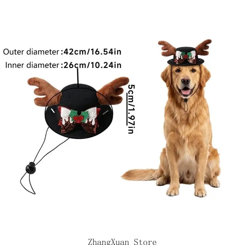 Weihnachtskostüm-Mütze, Pet Antler Cosplay-Zubehör, Katzen- und Hunde-Fotobekleidung 3XUF – Detail 6