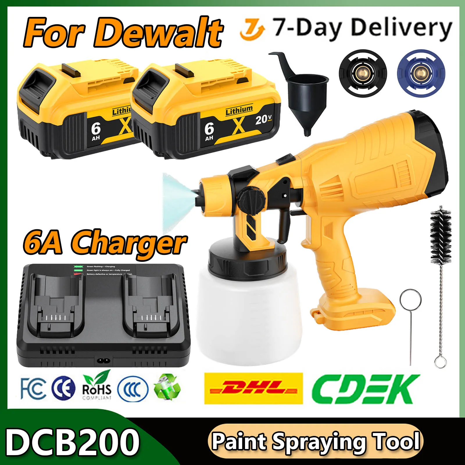 Cordless Paint Sprayer Paint Spraying Tools For Dewalt DCB200 Battery DCB201 DCB547-XJ DCB609 Spray With Battery Charger