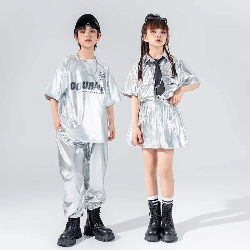 

Fashion Short Sleeved Jazz Dance Costume Girls Boys Hip Hop Clothing Kids Street Dancewear Children'S Kpop Outfits