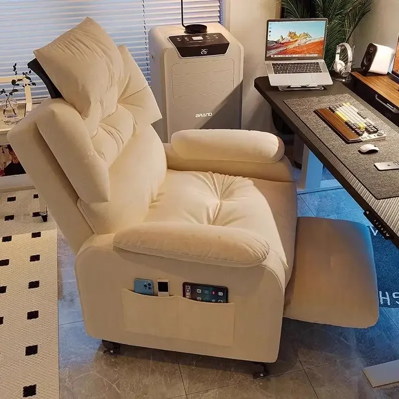 

Leather Recliner Chair For Elderly Breathable Comfort with head restraint Holders Footrest Ergonomic Living Room Sofa