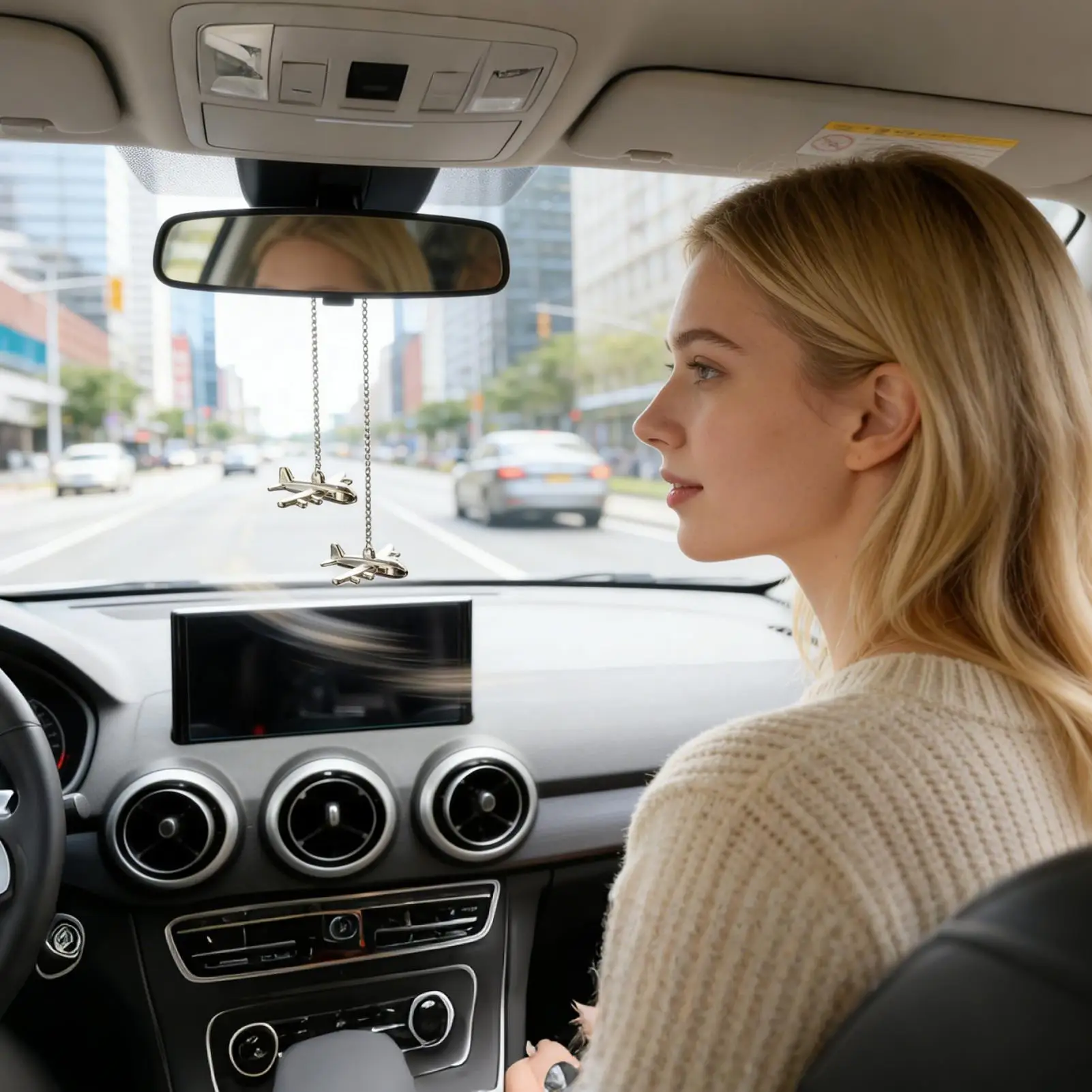 

Rearview Mirror Ornaments Cute Chain Pendant Airplane Design Car Rearview Mirror Decor for Automobile SUV RV Tractor Trailer