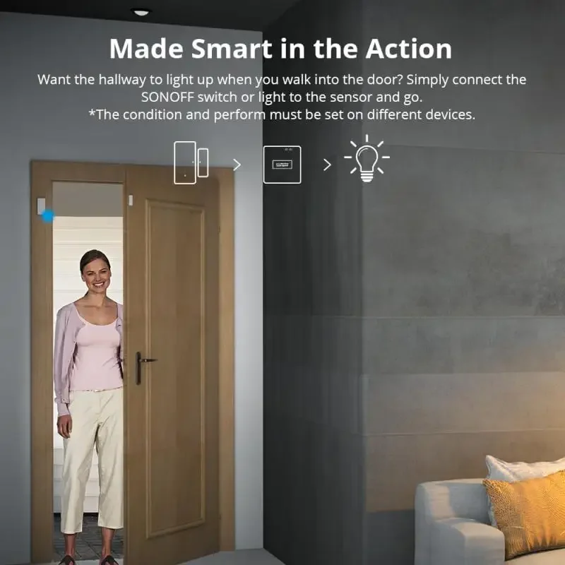 Sonoff DW2 RF Sensore per porte/finestre 433 Hub richiesto Porta aperta Stato Allarme di sicurezza Funziona con l'app Ewelink Notifica di avviso Ifttt