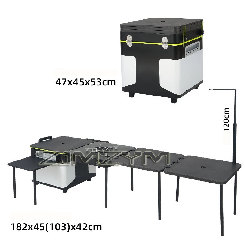 Foldable Gas Stove Desk,Solid Wood Desktop,Aluminum Alloy Frame for Camping,Hiking, Picnic, Outdoor, Mobile, Kitchen, 2-6 Person