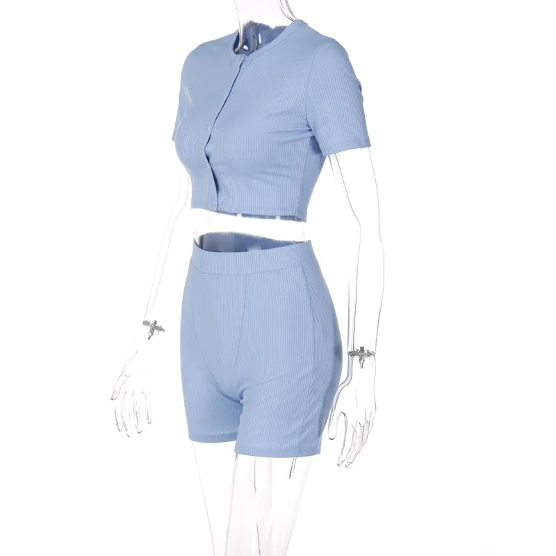 European and American style 2022 summer new women's short sleeve urban slim pure color shorts sports casual Korean suit women17